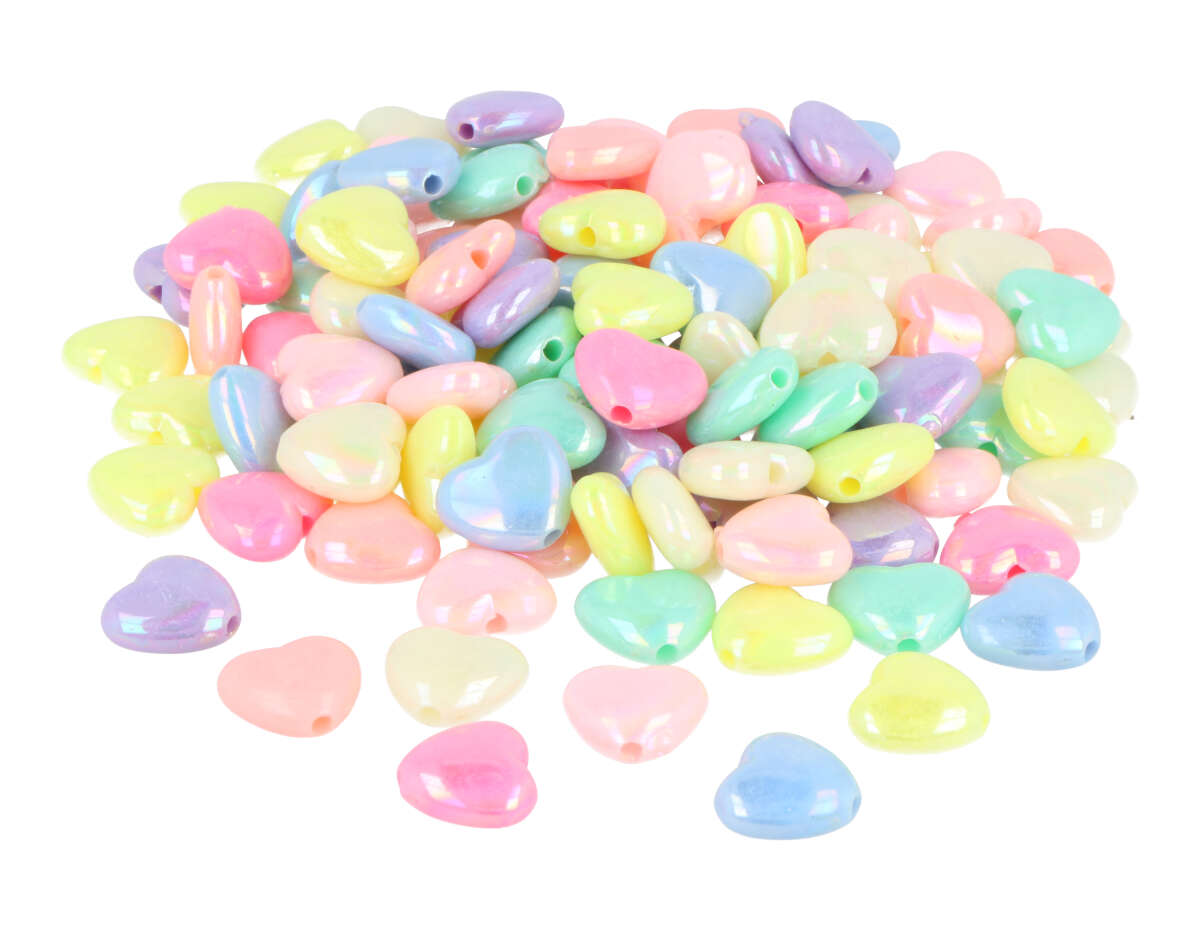 E7641 Perles en plastique en forme de c coeur multicolore opaque 12mm 350u aprox trou 1 5mm Innspiro