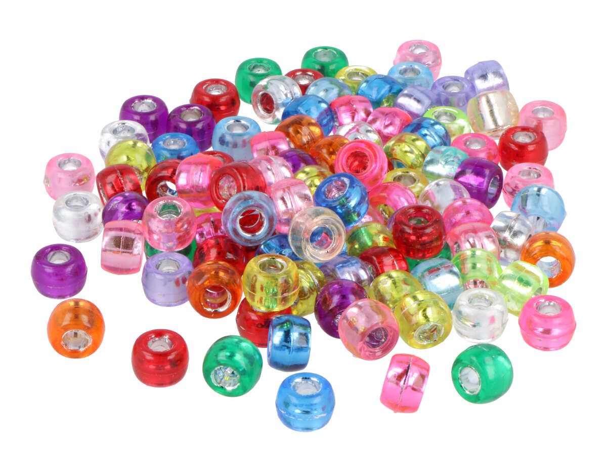 E7645 Perles en plastique cassis multicolore argente 9mm 600u aprox trou 4mm Innspiro