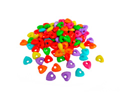 E7664 Perles en plastique coeur opaque multicolore 380u aprox trou 3 5mm Innspiro - Article