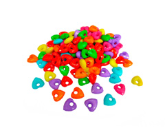 E7664 Cuentas de plastico en forma de corazon opaco multicolor 12 5x6mm 380u aprox diam int 3 5mm Innspiro - Ítem