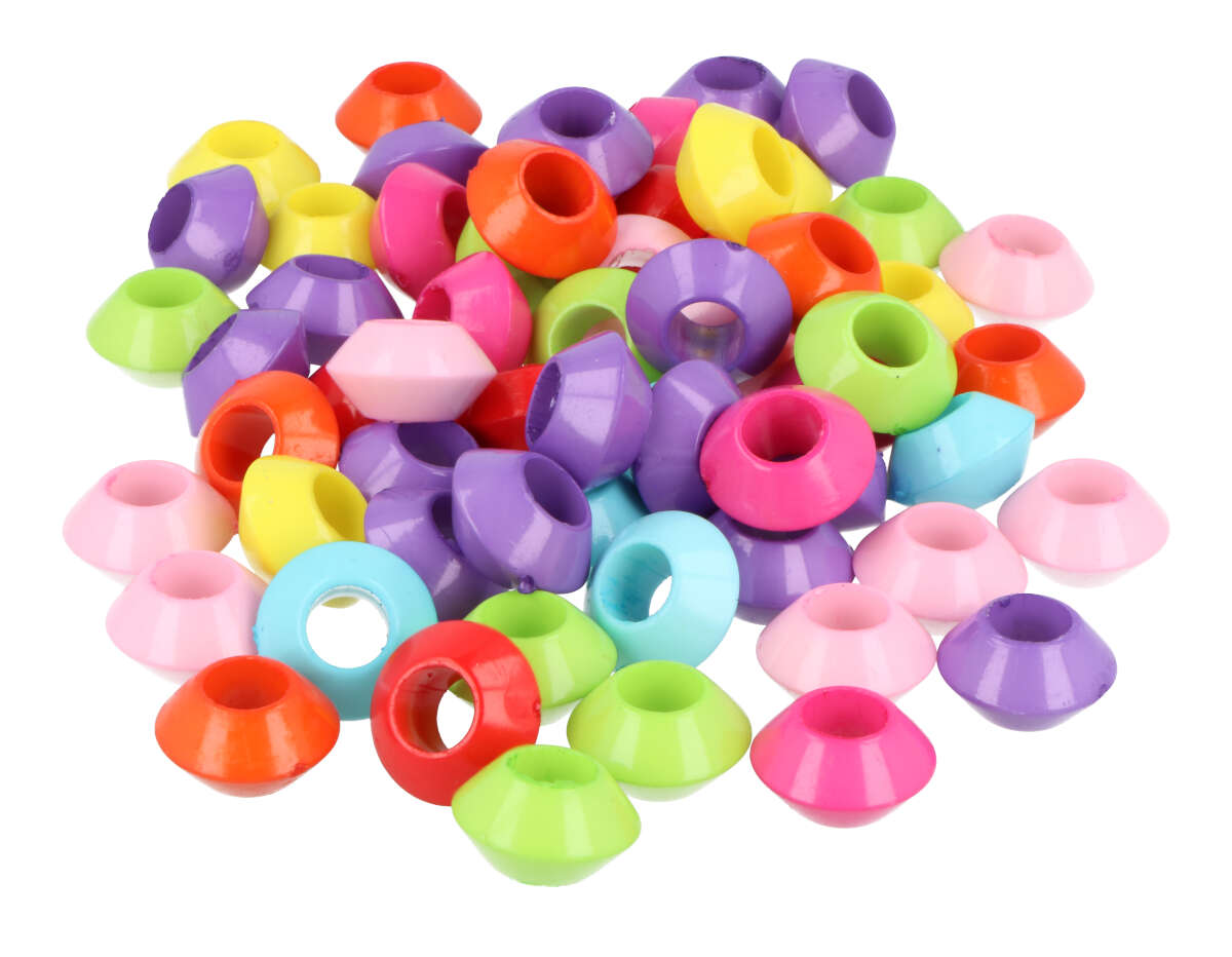 E7669 Perles en plastique toupies opaque multicolore 170u aprox trou 7mm Innspiro