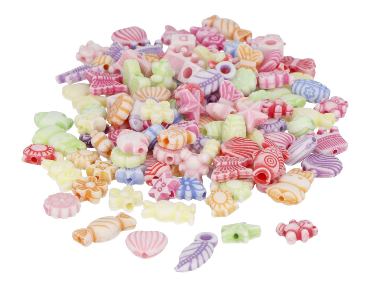 E7681 Perles en plastique mix mix formes et couleurs 11mm 2 000u aprox trou 1 4-4 5mm Innspiro