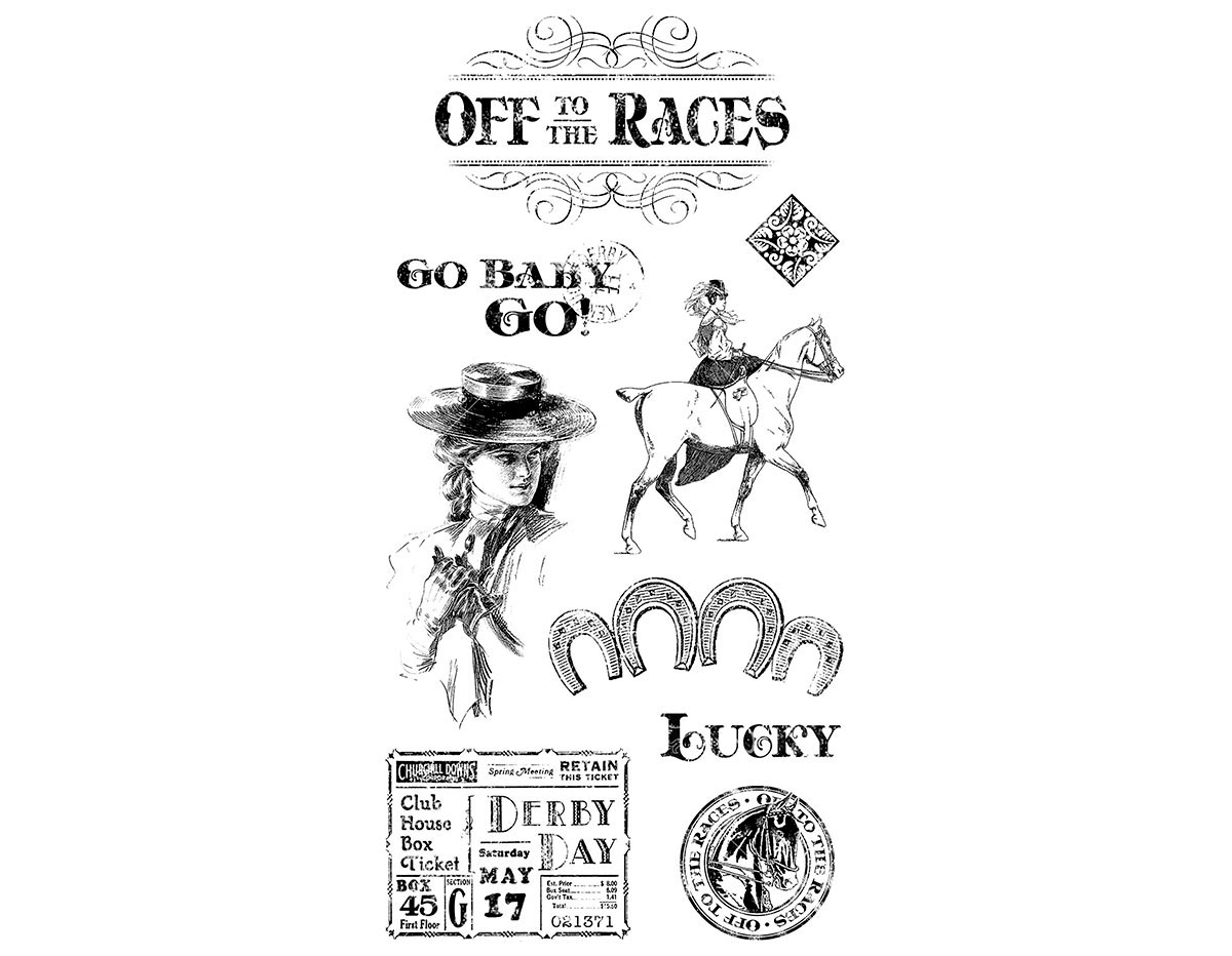 IC0368S Set 9 tampons de liege n1 OFF TO THE RACES Graphic45
