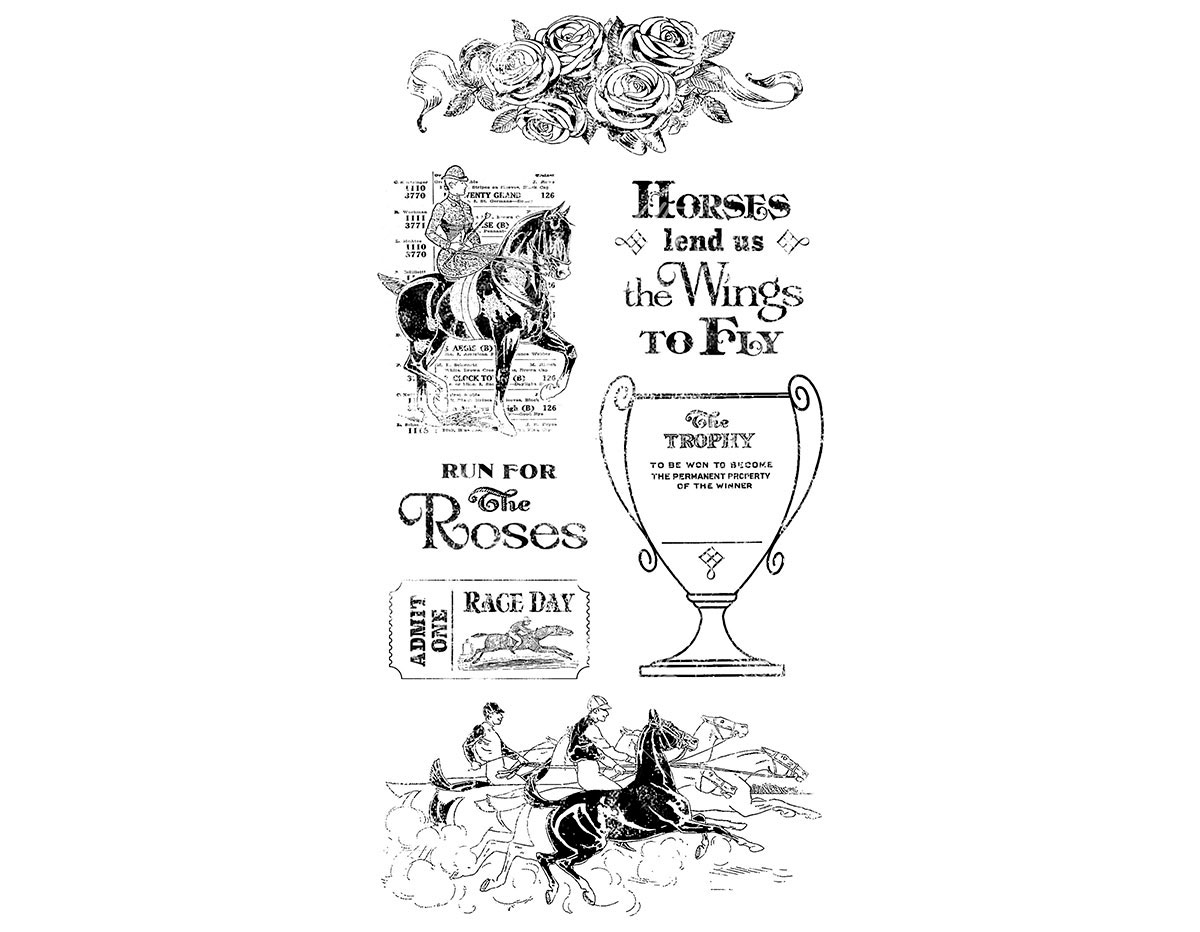 IC0369S Set 7 tampons de liege n2 OFF TO THE RACES Graphic45