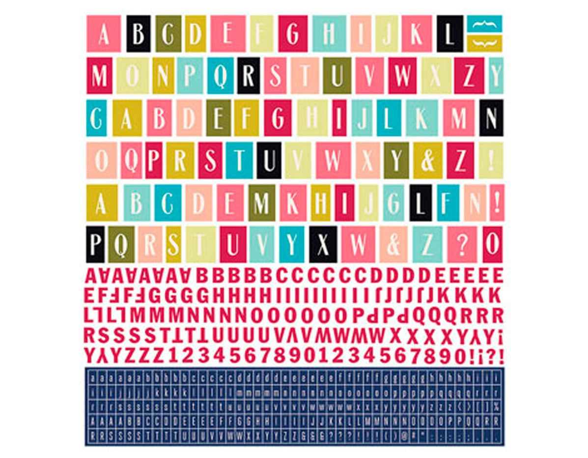 JAD-4791 Pegatinas alfabeto J ADORE en hojas Basic Grey