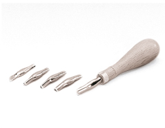 K15100 Set de 5 gubias cuchillas con mango de madera y punzon Hobby line - Ítem