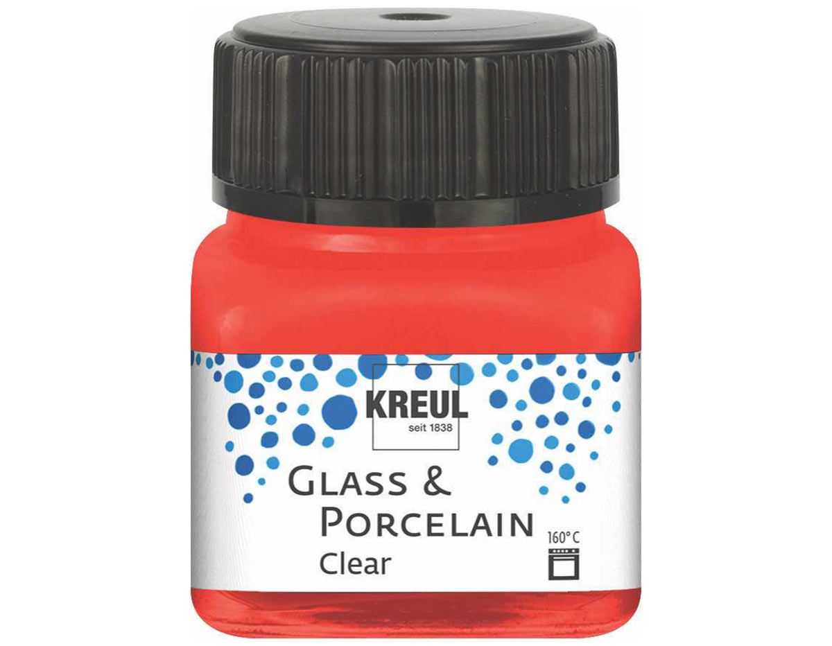 K16205 Pintura vidrio y porcelana GLASS PORCELAIN Clear translucida rojo cereza Kreul