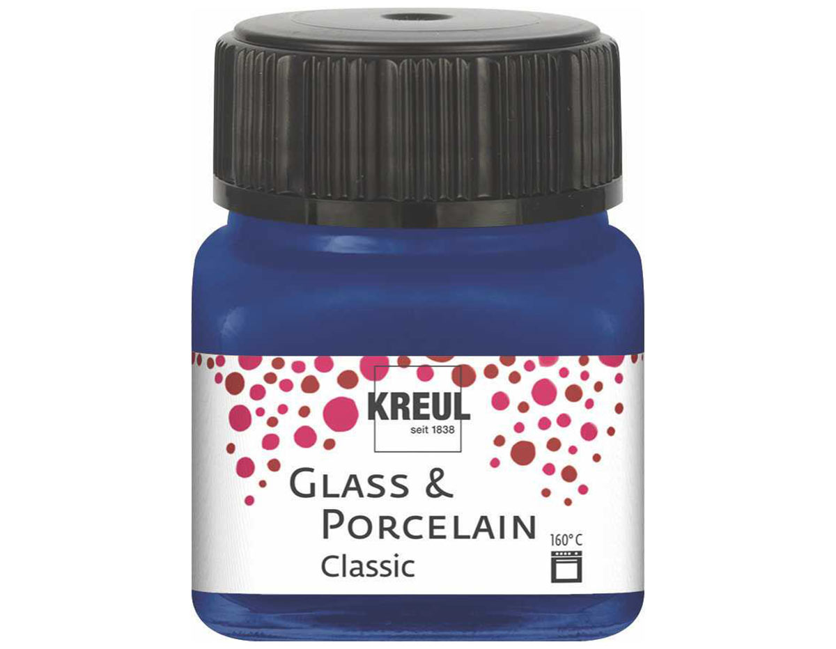 K16213 Pintura vidrio y porcelana GLASS PORCELAIN Classic brillante azul real Kreul