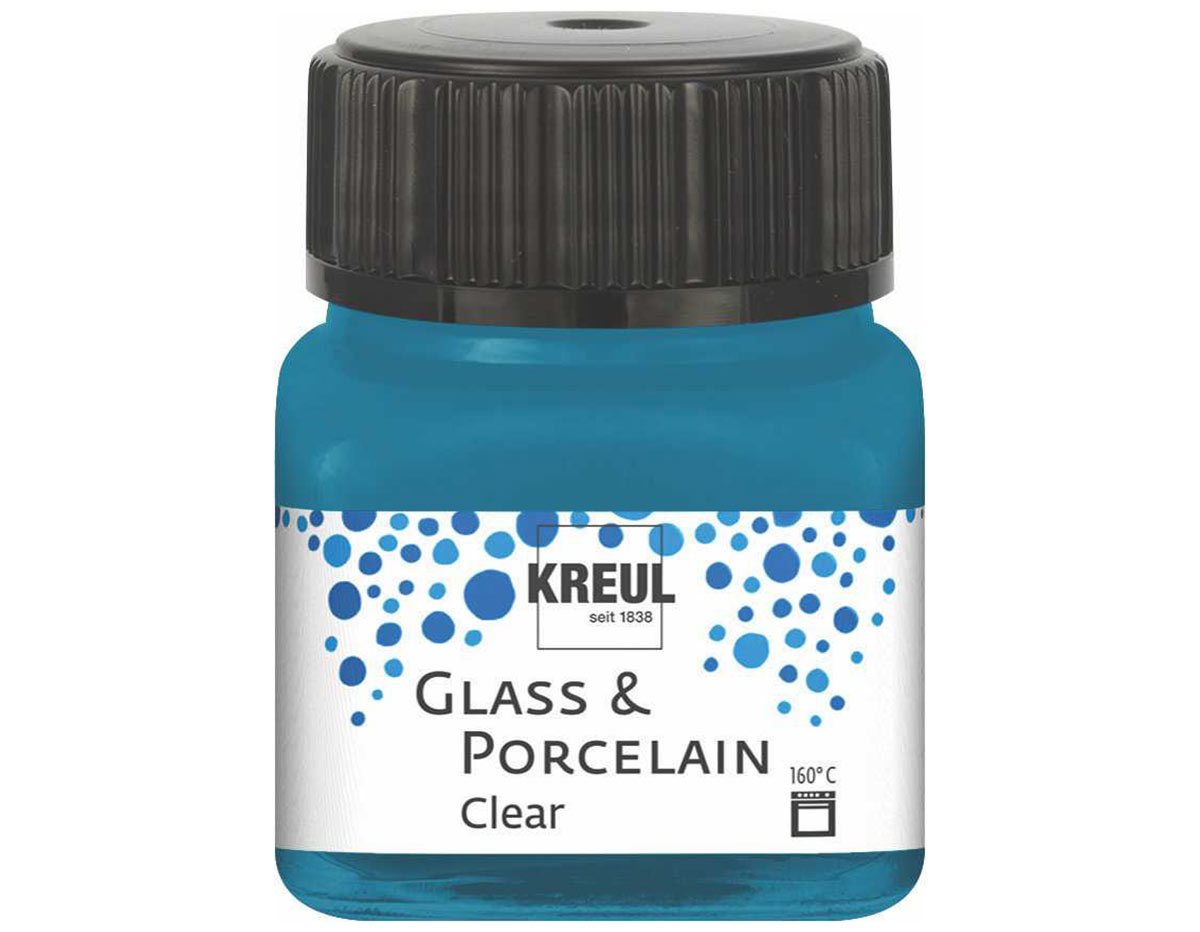 K16215 Pintura vidrio y porcelana GLASS PORCELAIN Clear translucida azul cian Kreul