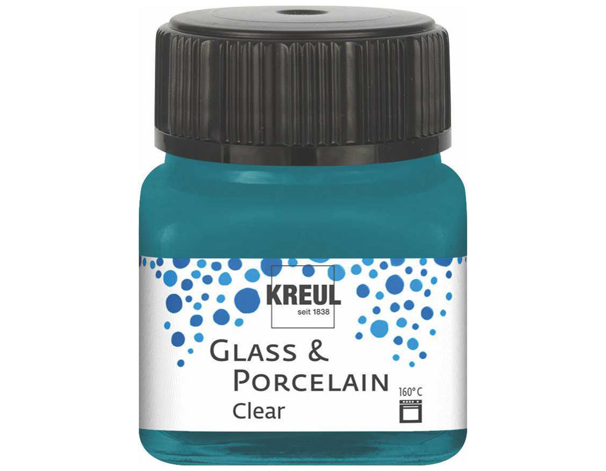 K16216 Pintura vidrio y porcelana GLASS PORCELAIN Clear translucida azul turquesa Kreul