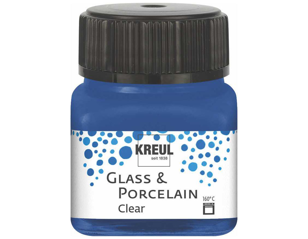 K16217 Pintura vidrio y porcelana GLASS PORCELAIN Clear translucida Azul oscuro Kreul