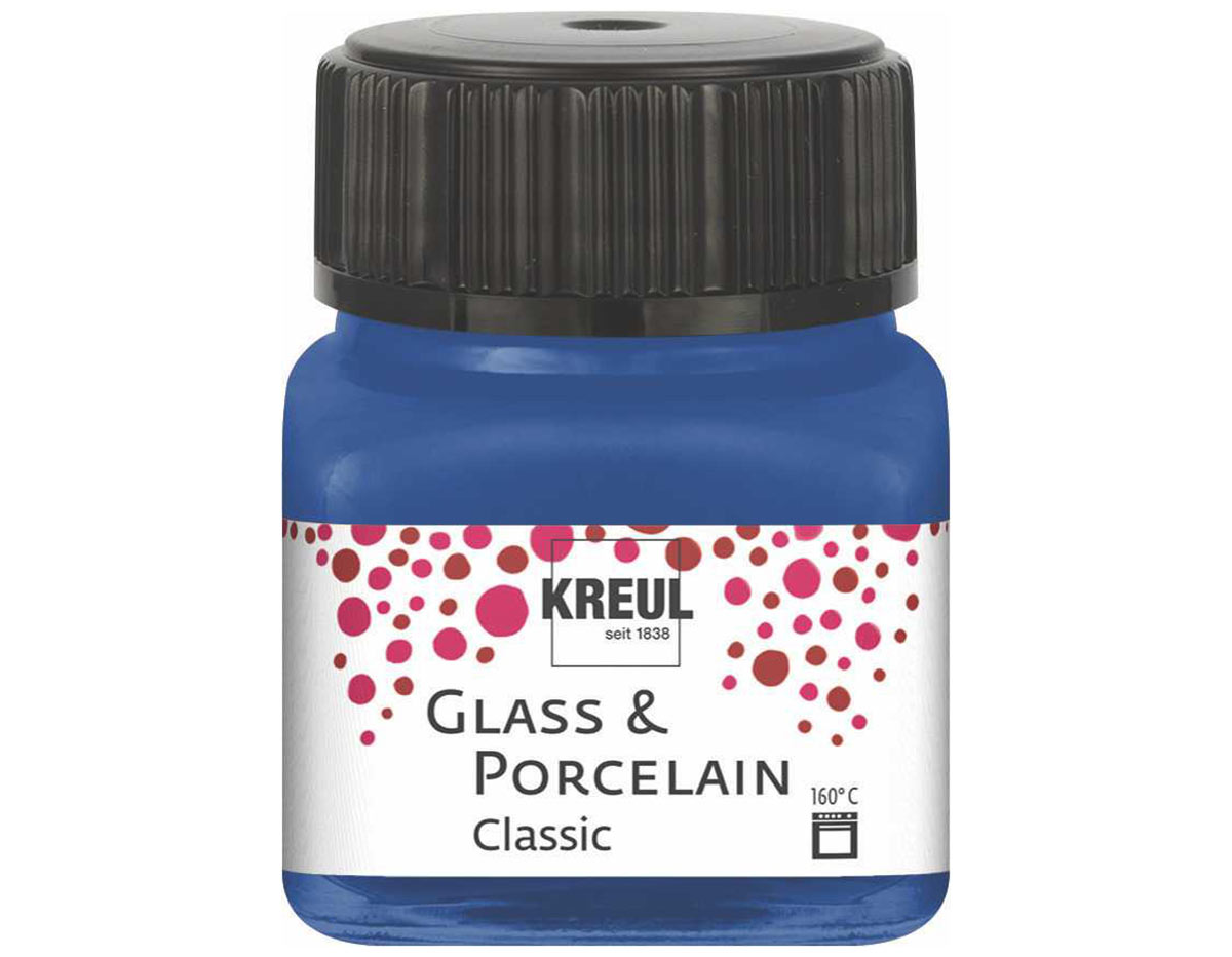 K16218 Pintura vidrio y porcelana GLASS PORCELAIN Classic brillante azul cobalto Kreul