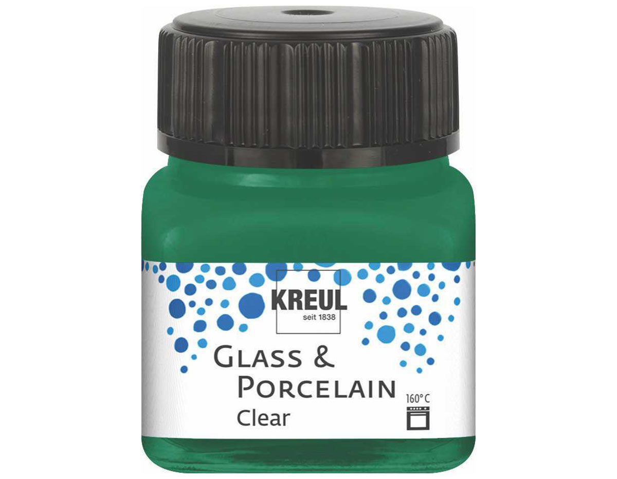 K16224 Pintura vidrio y porcelana GLASS PORCELAIN Clear translucida verde esmeralda Kreul