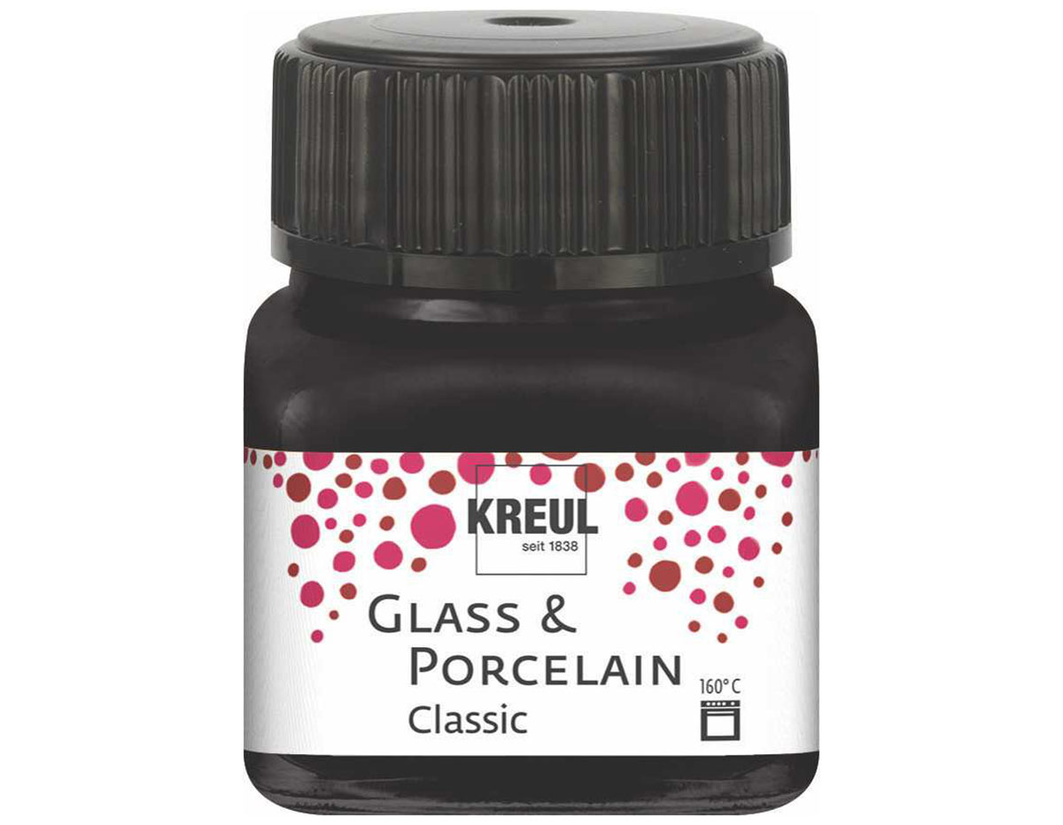 K16234 Pintura vidrio y porcelana GLASS PORCELAIN Classic brillante negro Kreul