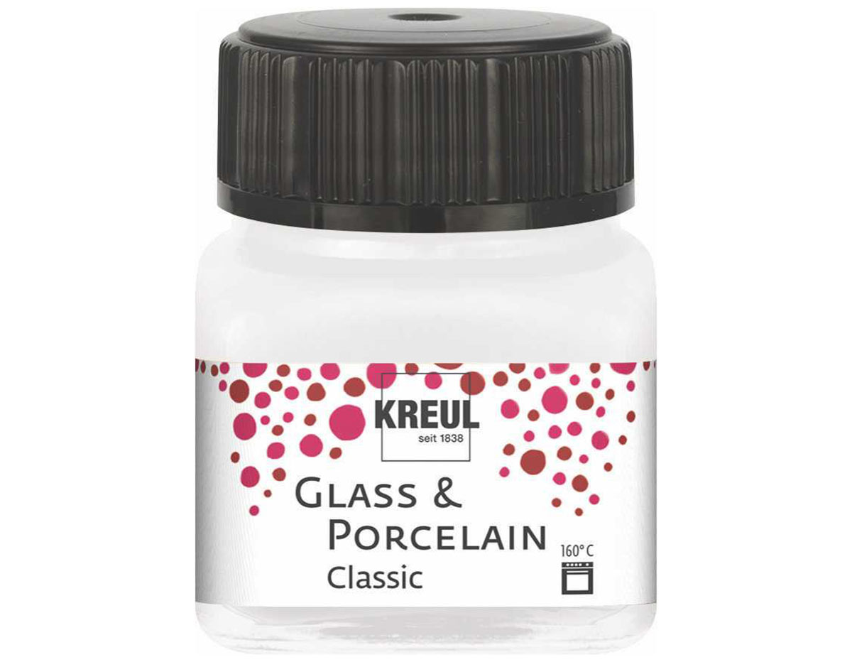 K16238 Peinture verre et porcelain GLASS DESIGN Classic metallique blanc perle C Kreul