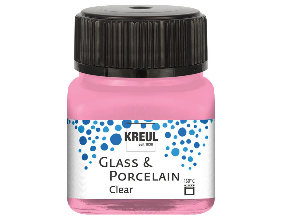 K16294 Peinture verre et porcelaine GLASS PORCELAIN Clear translucide Rose 20ml C Kreul