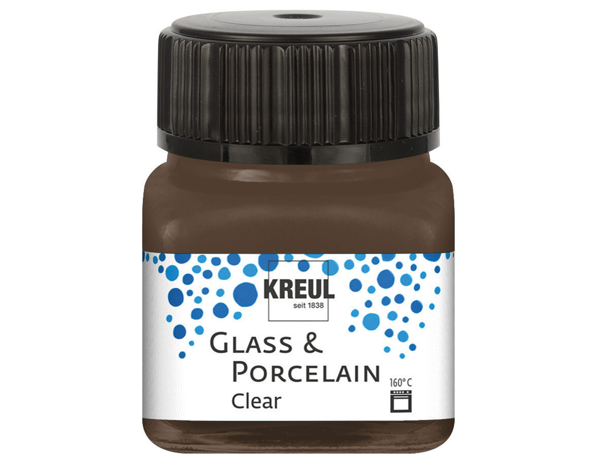 K16298 Pintura vidrio y porcelana GLASS PORCELAIN Clear translucida Marron espresso 20ml Kreul