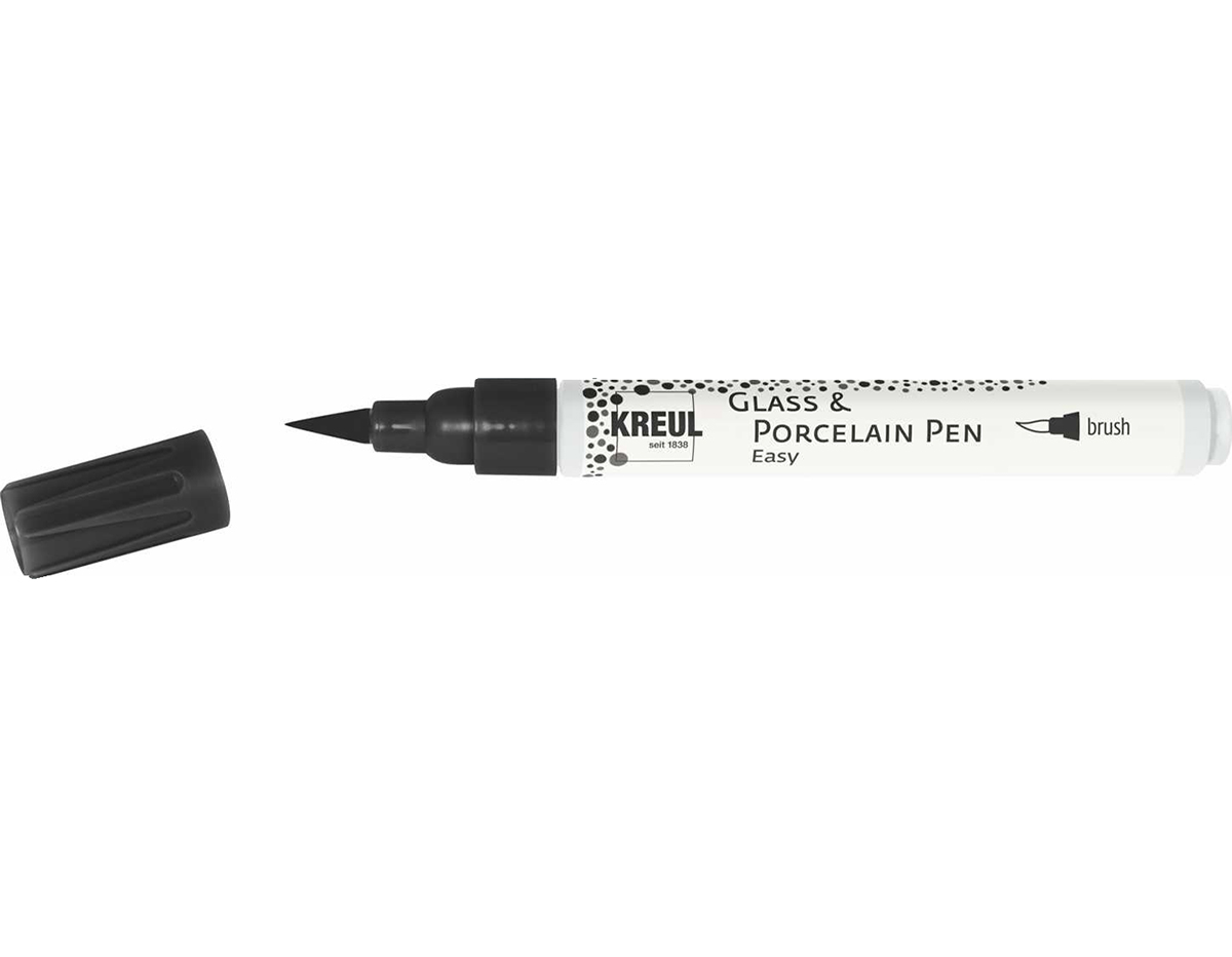 K16481 Rotulador Facil GLASS PORCELAIN Pen Easy punta pincel brillante negro Facil lettering Kreul