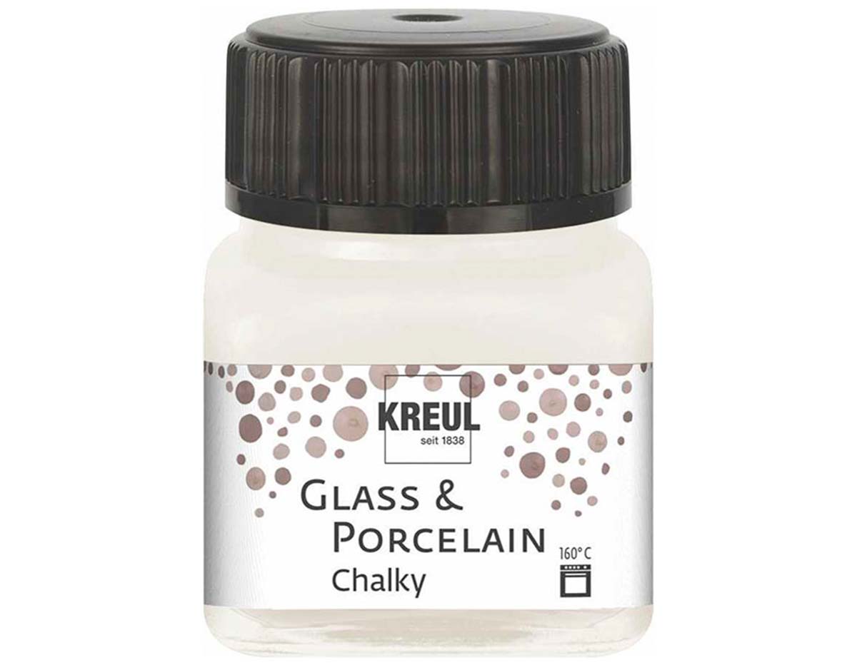 K16631 Pintura vidrio y porcelana GLASS PORCELAIN Chalky mate Blanco algodon 20ml Kreul