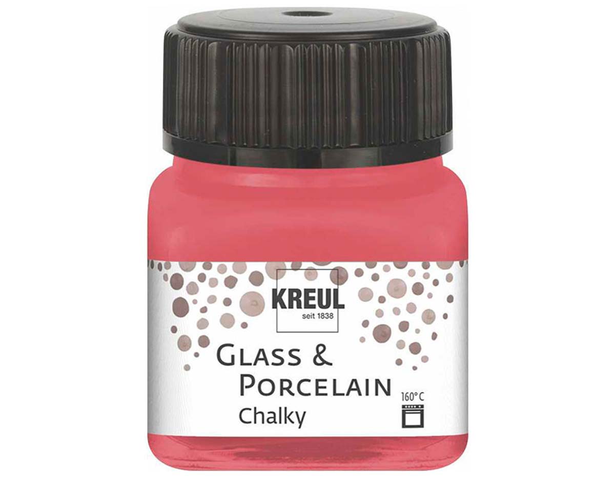 K16634 Peinture verre et porcelaine GLASS PORCELAIN Chalky mate Rouge suave 20ml C Kreul