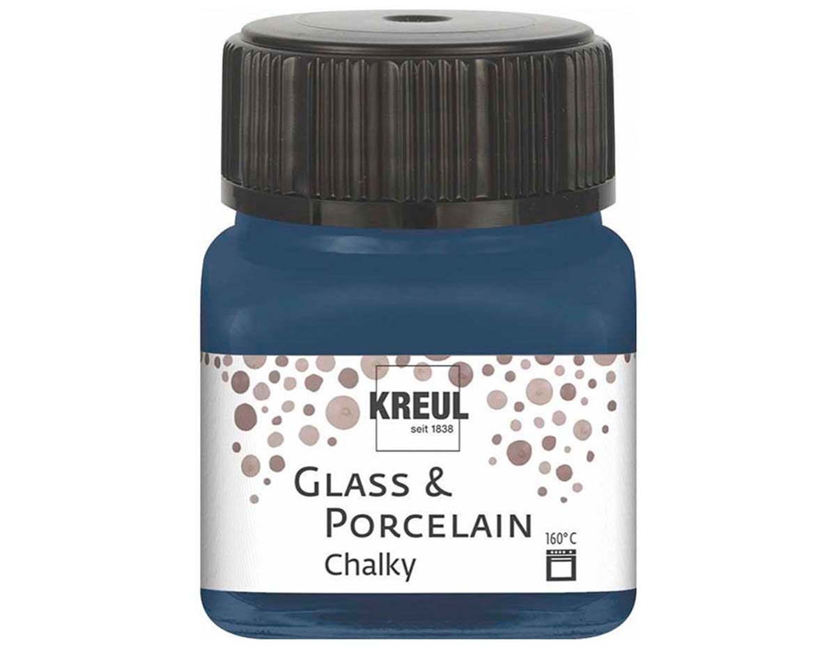 K16637 Peinture verre et porcelaine GLASS PORCELAIN Chalky mate Bleu marine 20ml C Kreul
