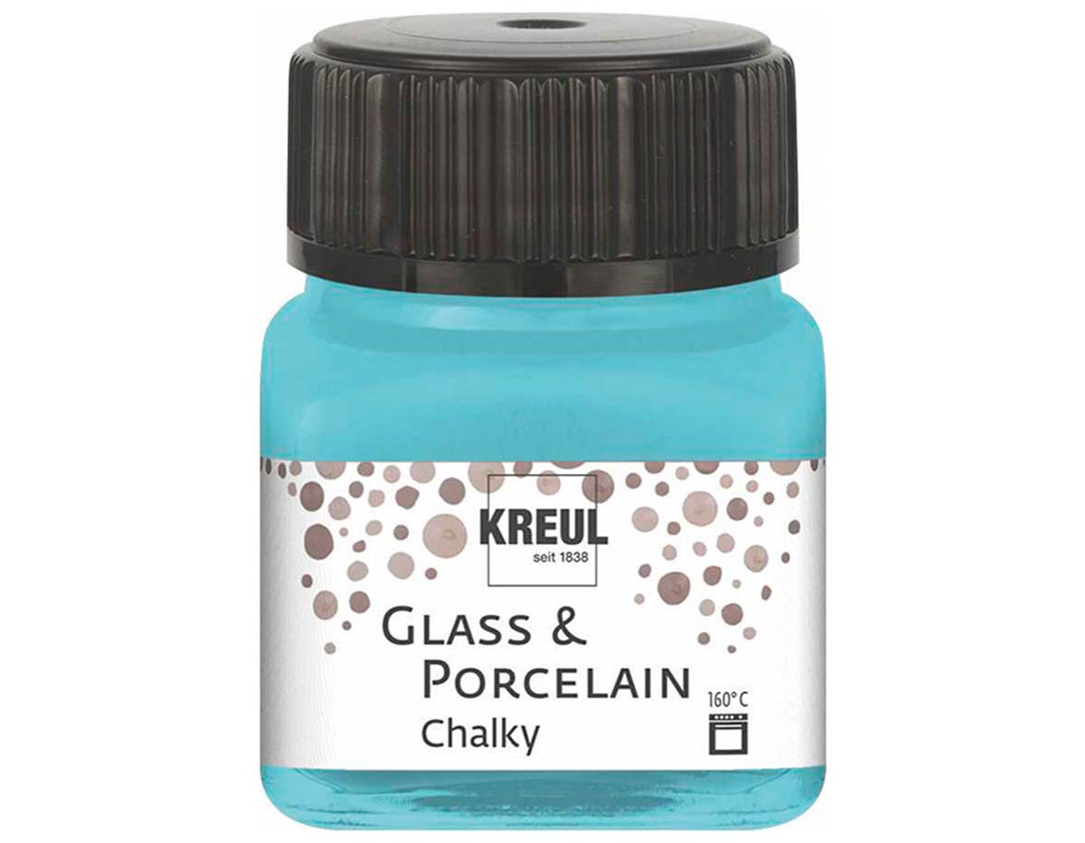 K16638 Peinture verre et porcelaine GLASS PORCELAIN Chalky mate Bleu glace 20ml C Kreul