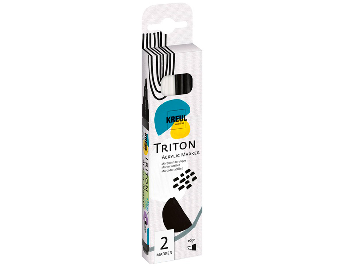 K17892 Set 2 rotuladores TRITON marcador acrilico borde blanco y negro Kreul