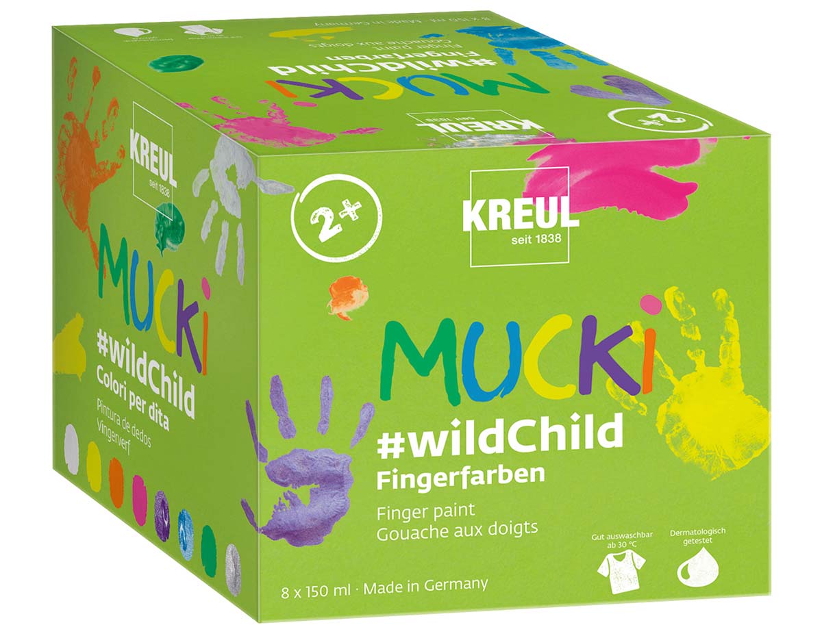 K2305 Set 8 botes pintura Pintura para dedos MUCKI Premium wildChild 2 anos Kreul