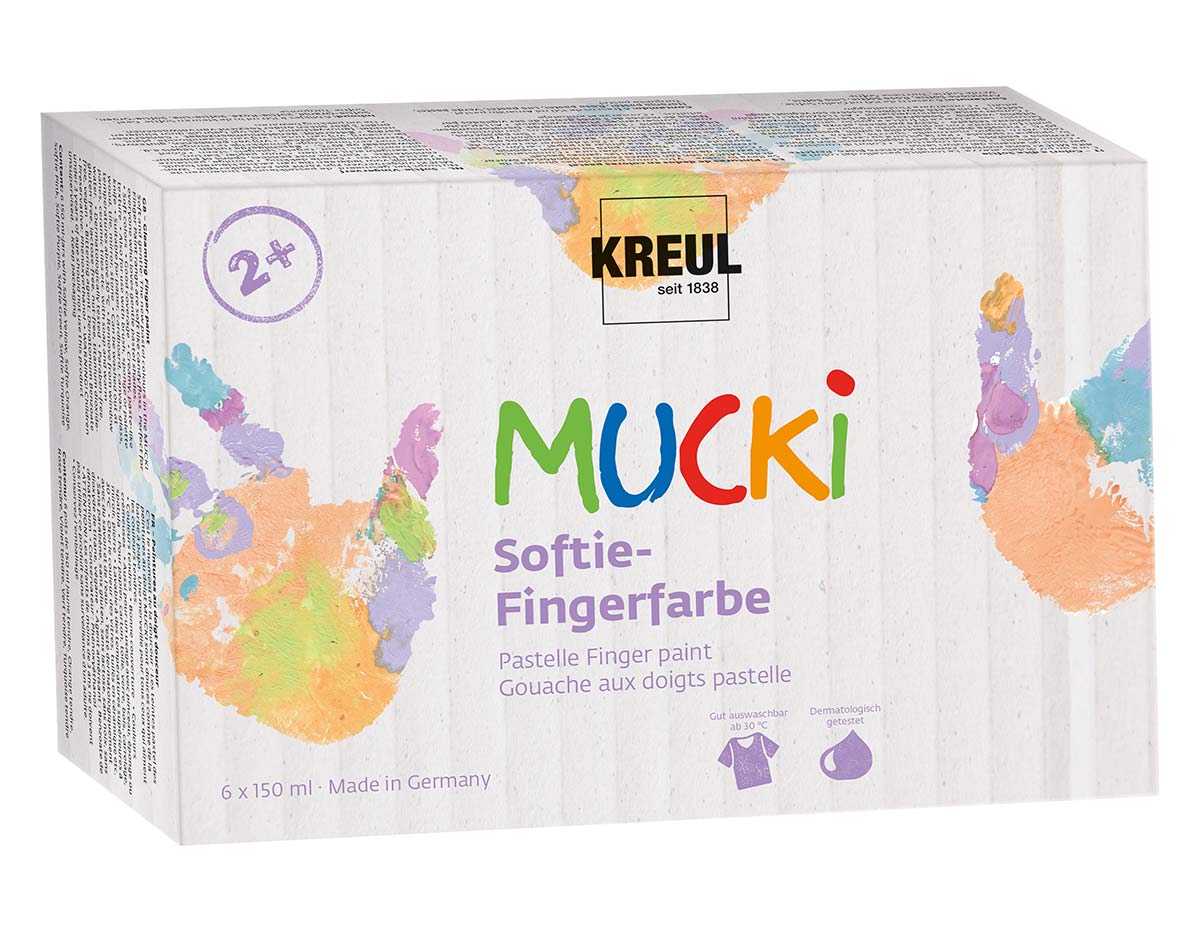 K2321 Coffret de 6 flacons de peinture au doigt MUCKI aux couleurs douces de 150ml C Kreul