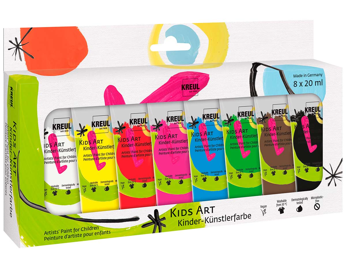 K43360 Set 8 tubos Kids Art Pintura artista para ninos en tubos de 20ml Kreul