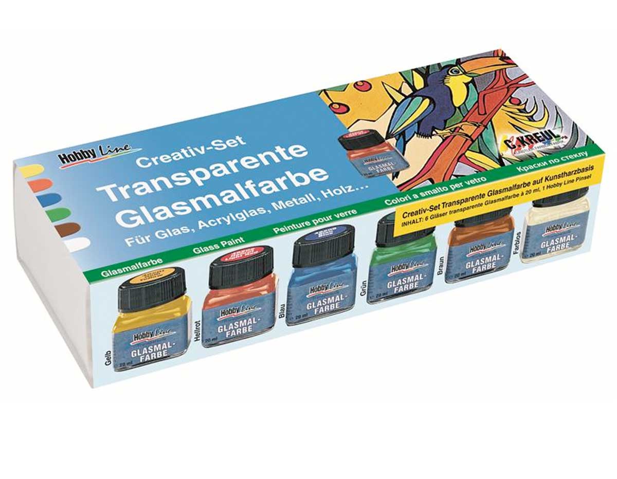 K45600 Set 6 botes pintura transparente para cristal Hobby line