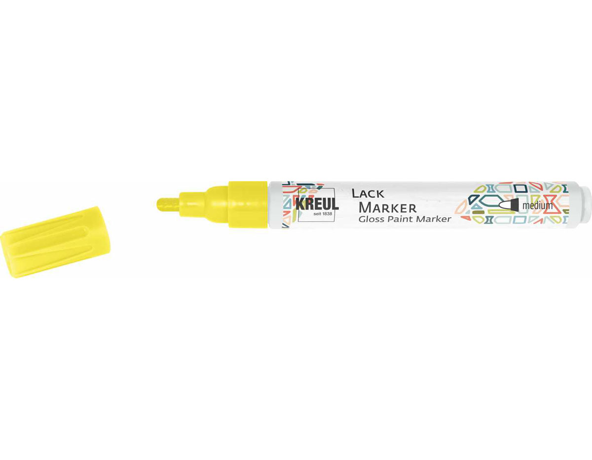 K47035 Rotulador tinta brillante LACK MARKER tinta punta media amarillo neon Kreul