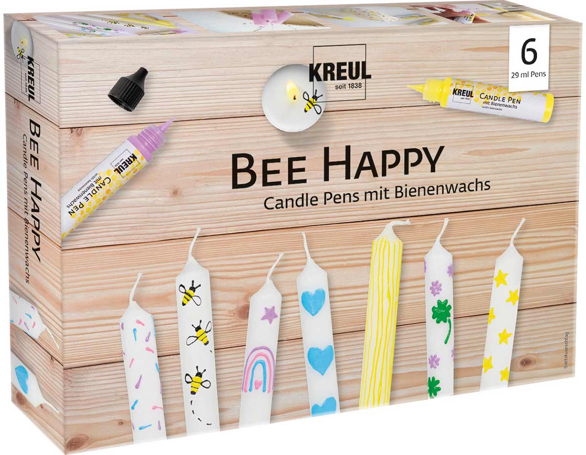 K49757 Set 6 Pen peinture pour bougies 6 couleurs Bee Happy C Kreul