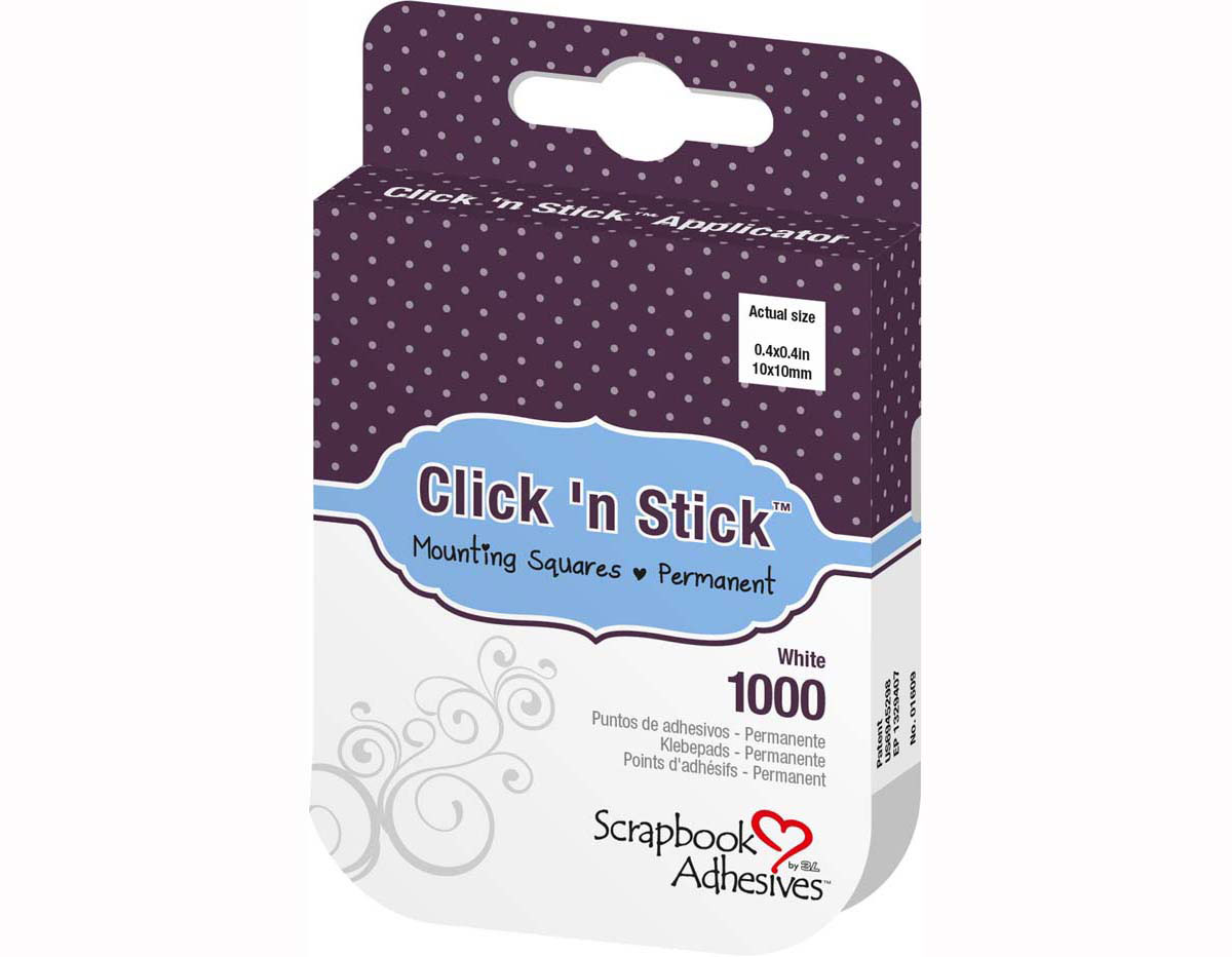 L01609 Carres adhesifs Clickn Stick blanc Scrapbook Adhesives by 3L