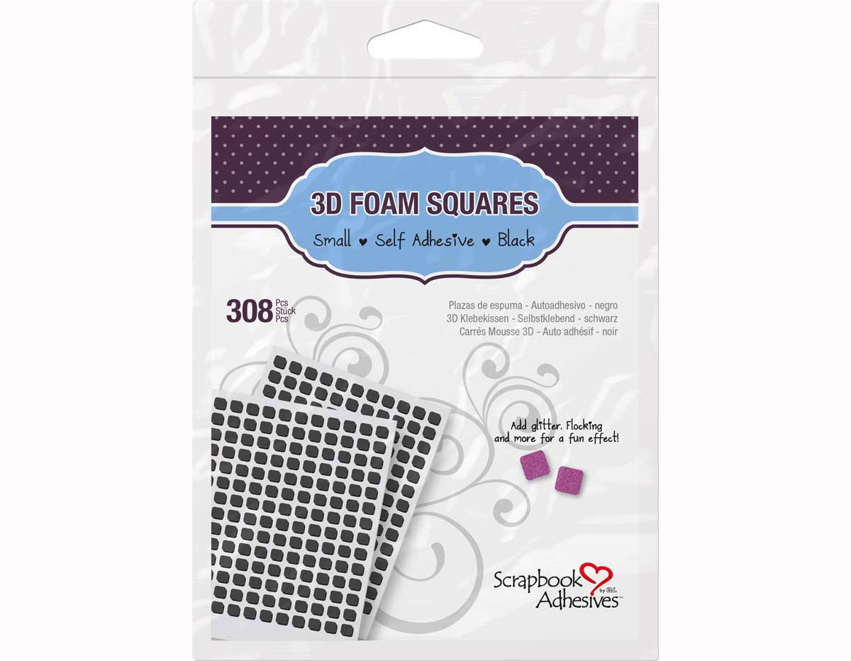 L01613 Adhesivo espuma 3D cuadrados negro Scrapbook Adhesives by 3L