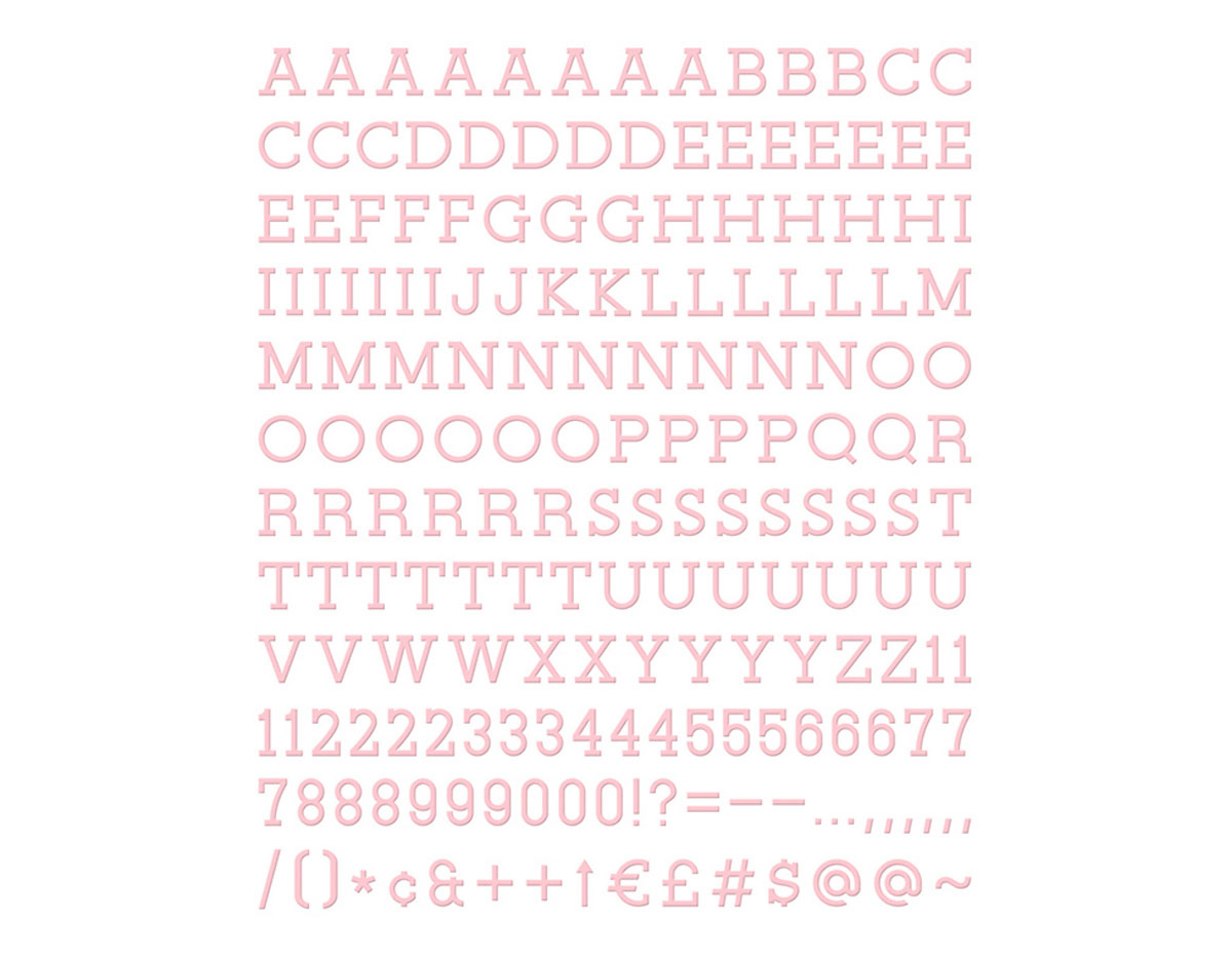 LP-006-00007 Set 188 letras Letter Pack Pink para Letter Board DCWV