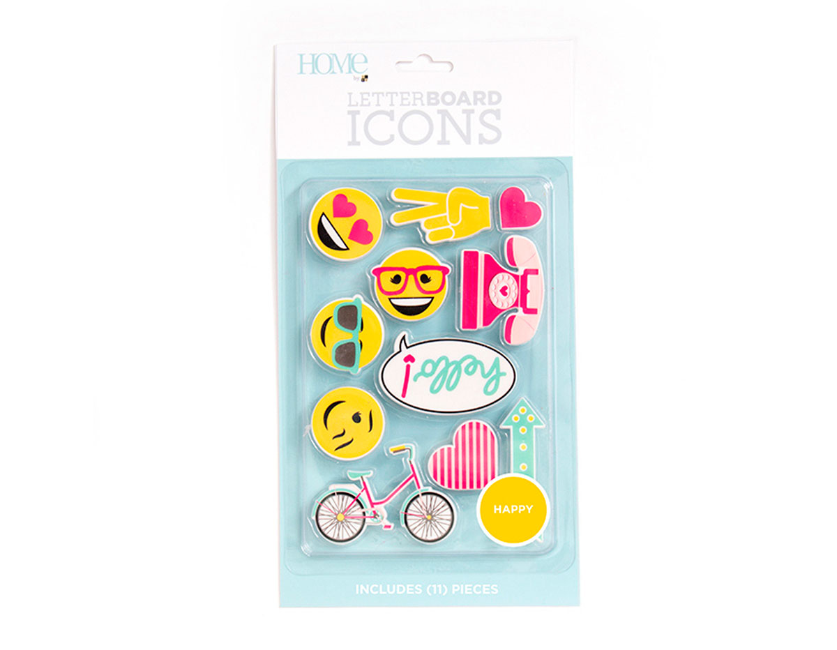 LP-006-00034 Set 11 icones Icon Pack Happy pour Letter Board DCWV