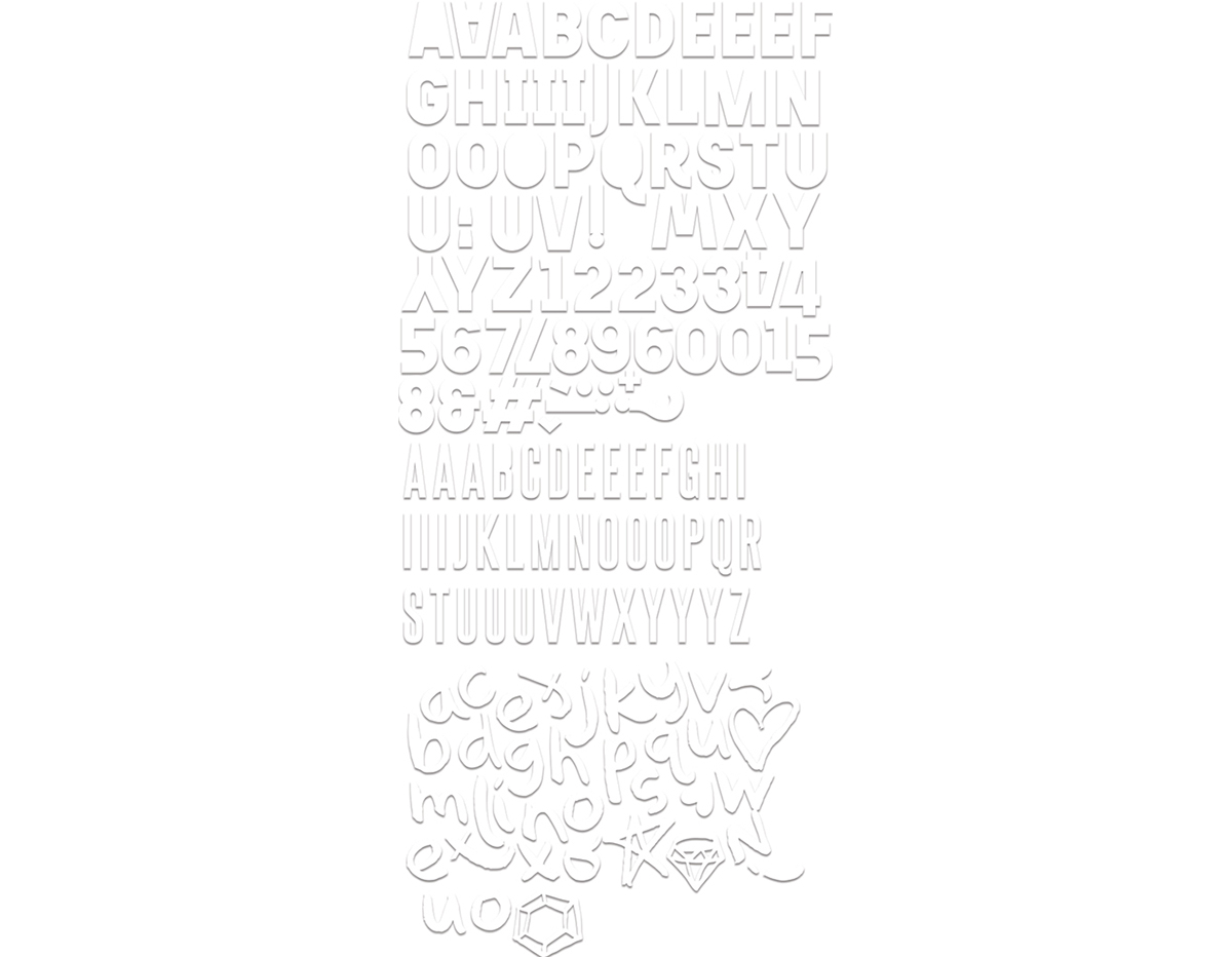 LUX-5038 Surtido de letras recortadas URBAN LUXE Basic Grey