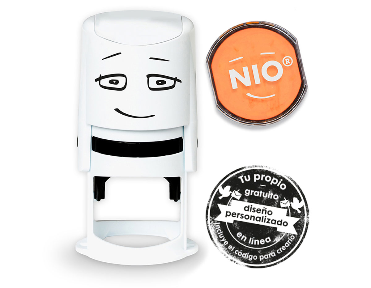 NI0007 Base de sello NIO con cupon y almohadilla de tinta color Shiny Orange NIO