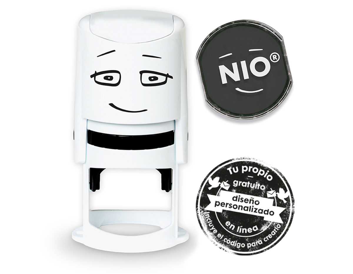 NI0010 Base de sello NIO con cupon y almohadilla de tinta color Fancy Grey NIO