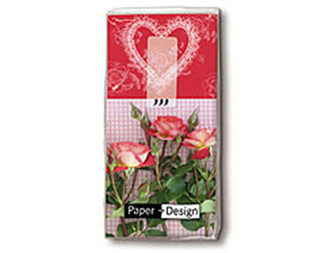 P01294 Mouchoirs TT Roses Y AMOR 11X5 5cm (10u ) Paper Design