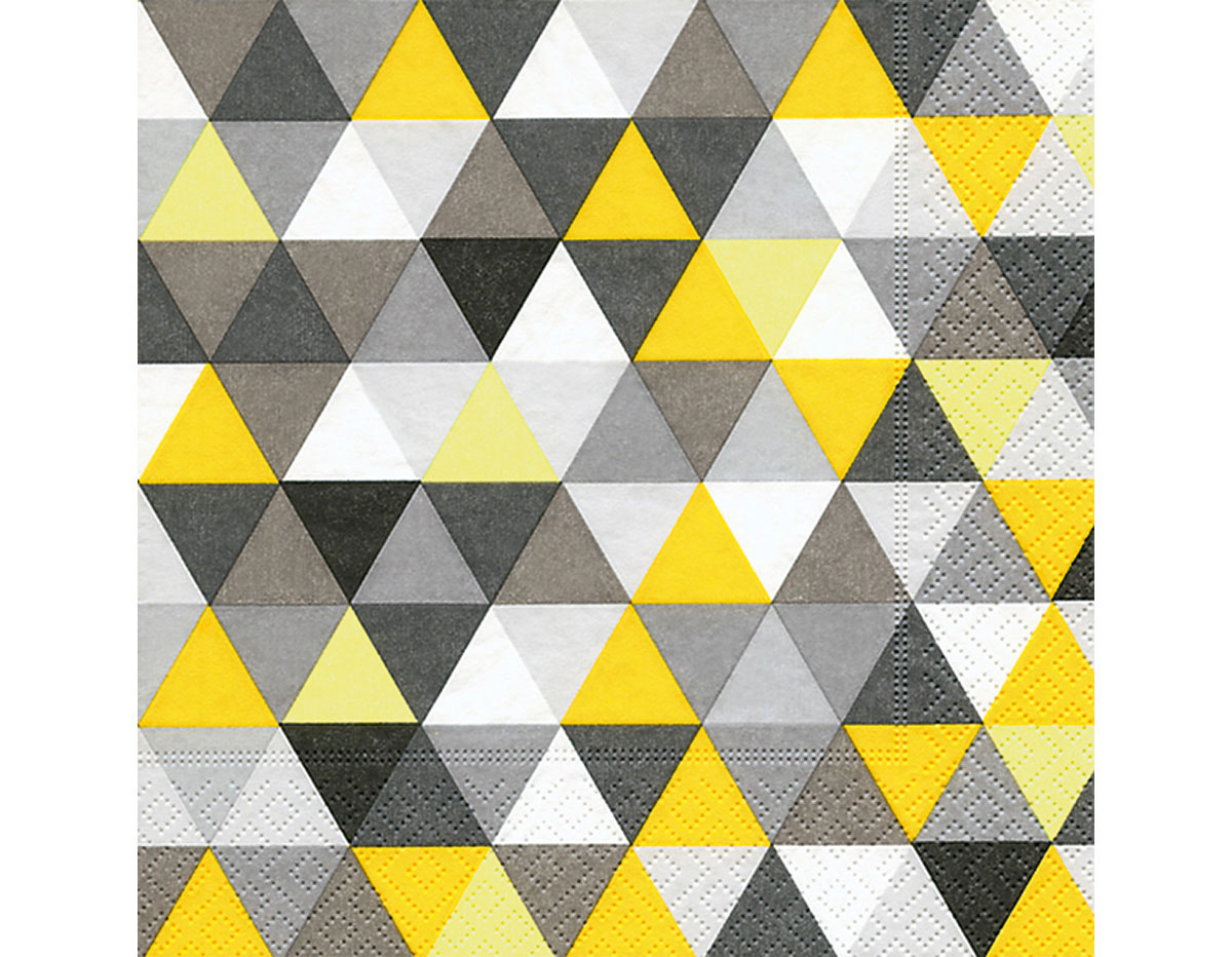 P200122 Serviettes papier Triangles yellow black Paper Design