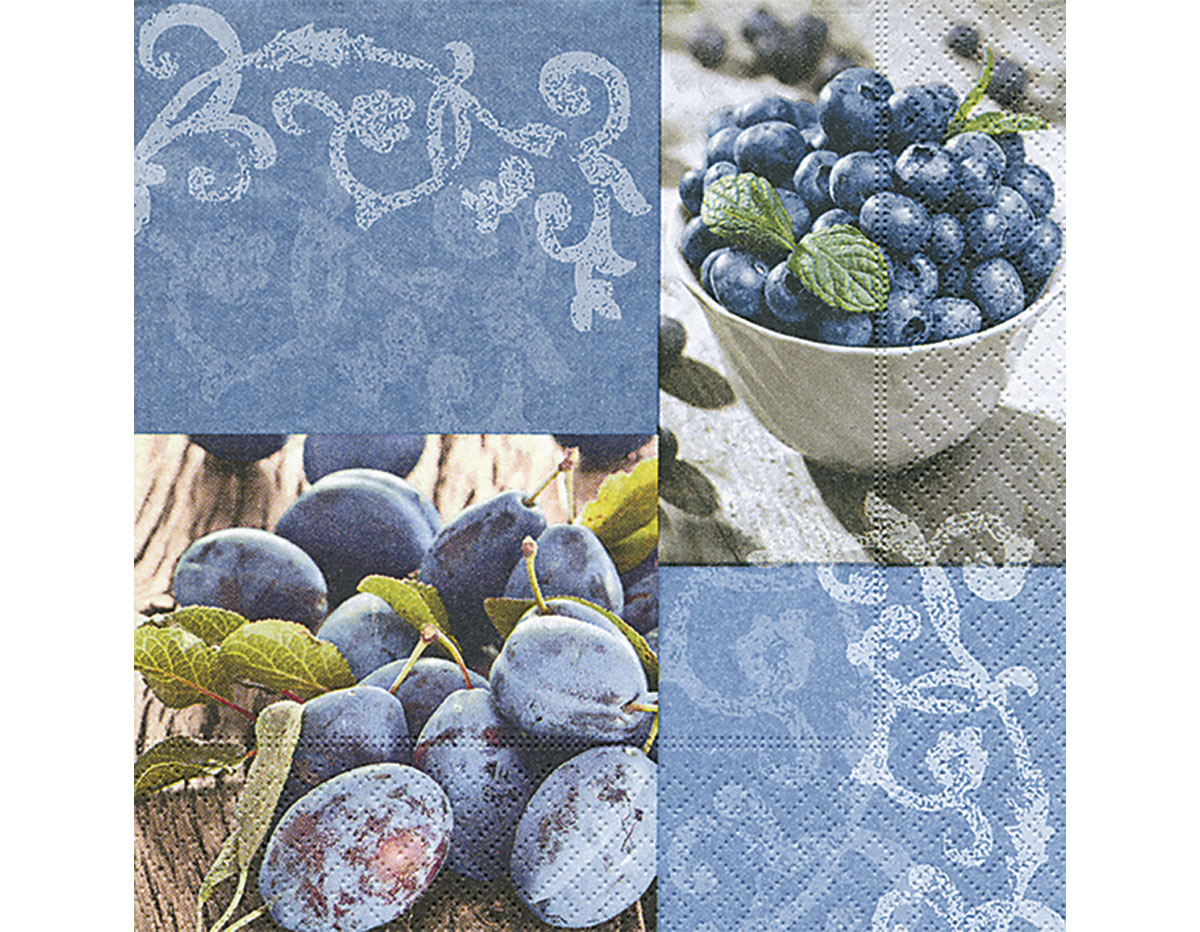 P200194 Servilletas papel Blueberries plums Paper Design