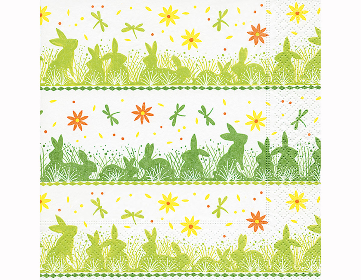P200224 Serviettes papier Bunny meadow 33x33cm 20u Paper Design