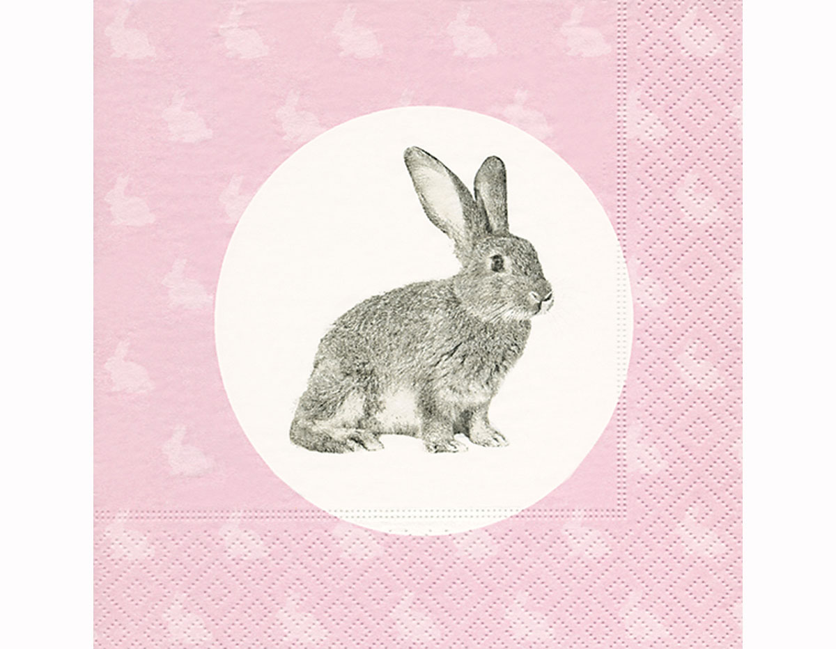 P200227 Servilletas papel Portrait of a rabbit 33x33cm 20u Paper Design