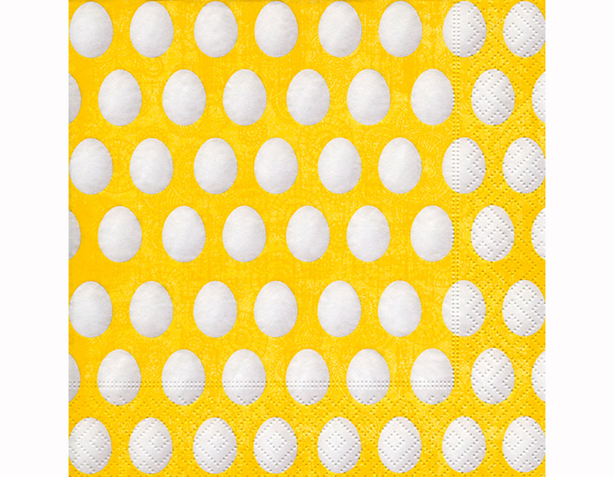P200229 Serviettes papier White eggs yellow 33x33cm 20u Paper Design