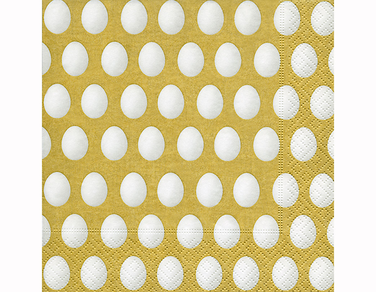P200230 Serviettes papier White eggs gold 33x33cm 20u Paper Design