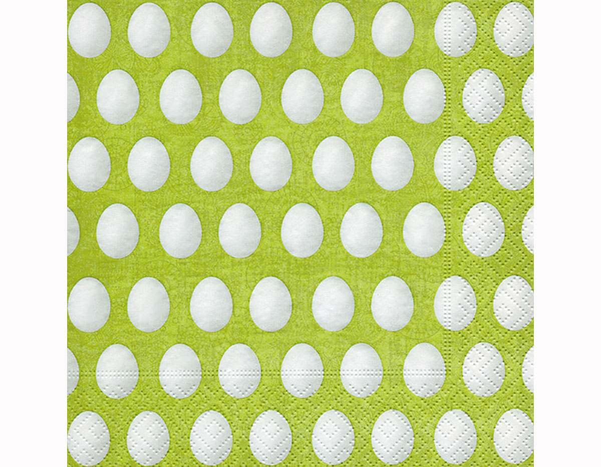 P200231 Serviettes papier White eggs green 33x33cm 20u Paper Design