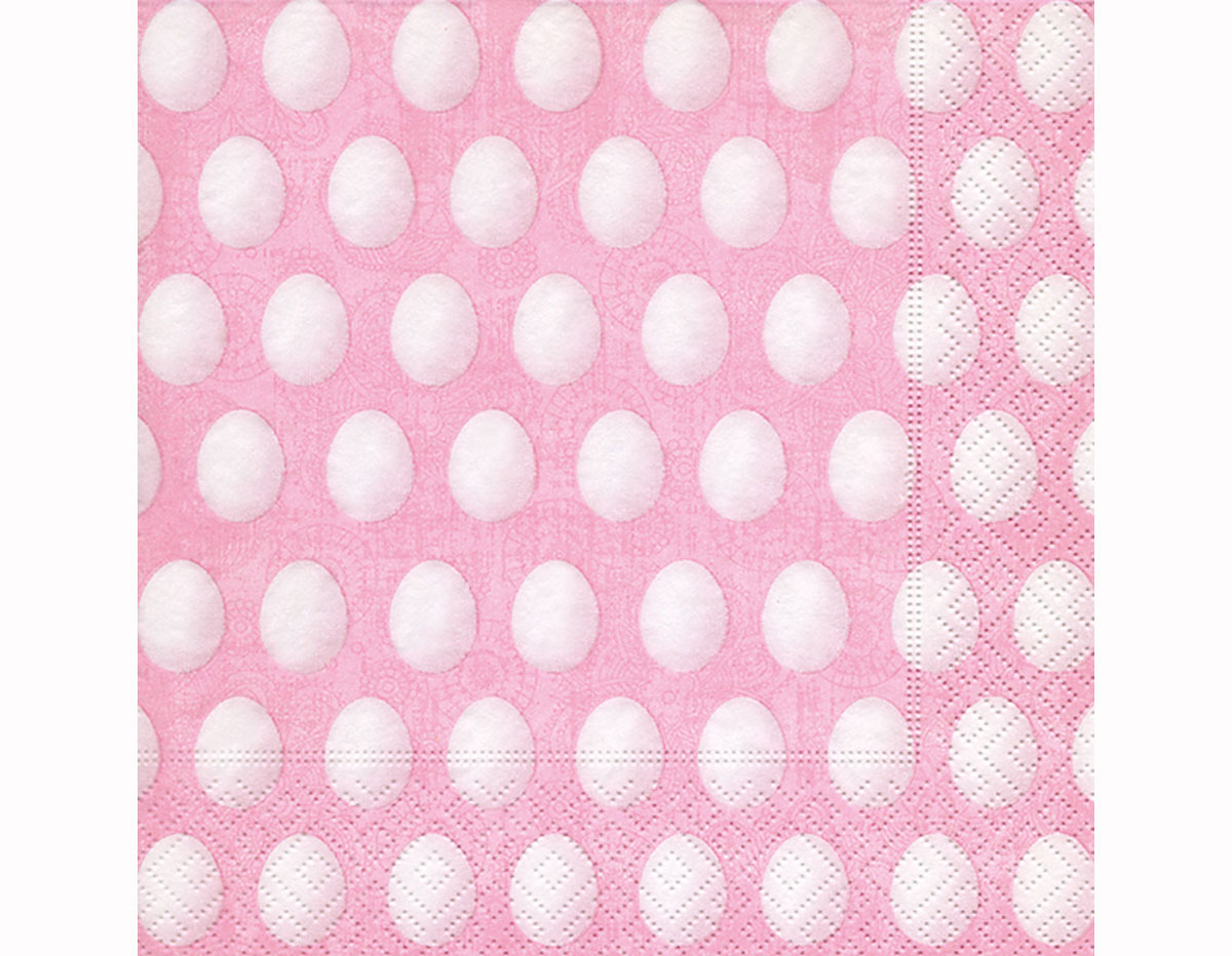 P200232 Serviettes papier White eggs pink 33x33cm 20u Paper Design