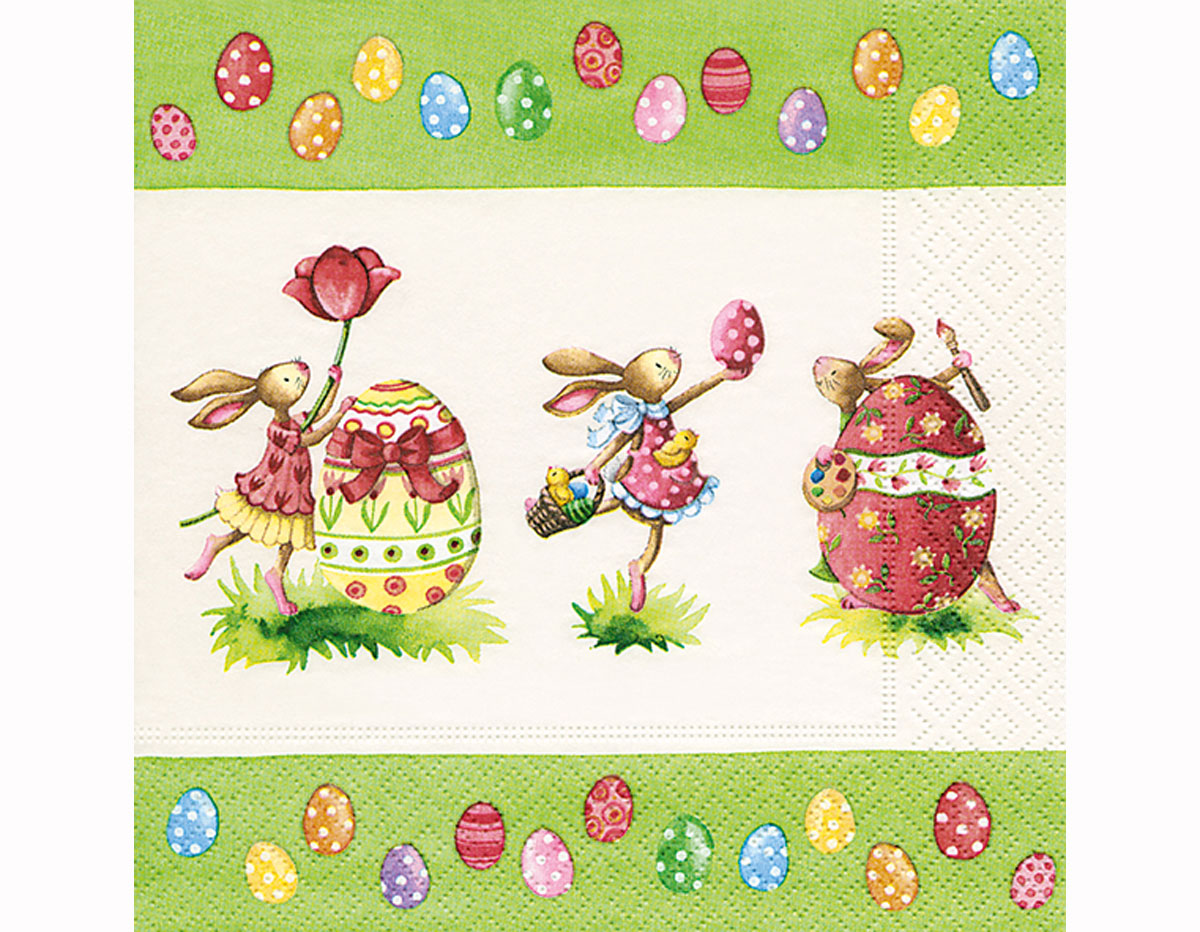 P200239 Serviettes papier Easter round dance 33x33cm 20u Paper Design